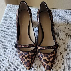 Ann Taylor Leopard Print Pointed Toe Block Heels - Animal Print Brown Size 6.5